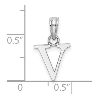 14K White Gold Letter V Pendant – view 4