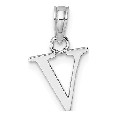 14K White Gold Letter V Pendant – view 5