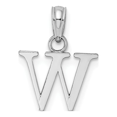 14K White Gold Letter W Pendant – view 5
