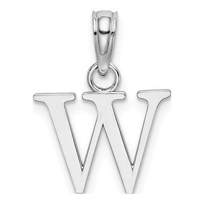 14K White Gold Letter W Pendant