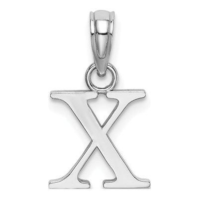 14K White Gold Letter X Pendant