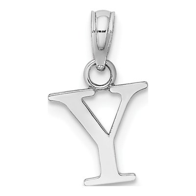 14K White Gold Letter Y Pendant – view 5