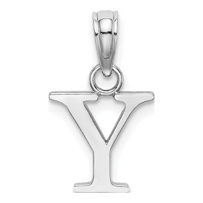 14K White Gold Letter Y Pendant
