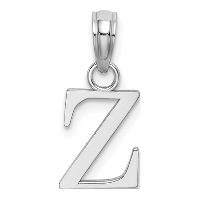14K White Gold Block Letter Z Pendant