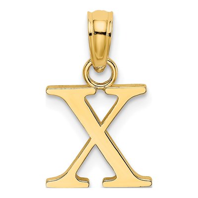 14K Yellow Gold Letter X Pendant