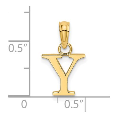 14K Yellow Gold Letter Y Pendant – view 3