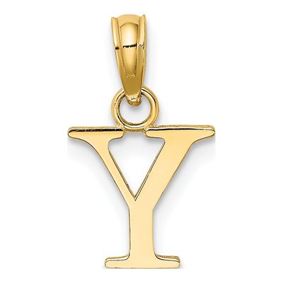 14K Yellow Gold Letter Y Pendant – view 4