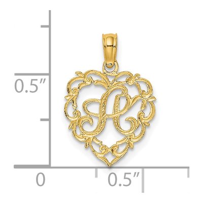 14K Yellow Gold Heart Script Initial A Charm – view 4