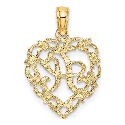14K Yellow Gold Heart Script Initial A Charm – view 5