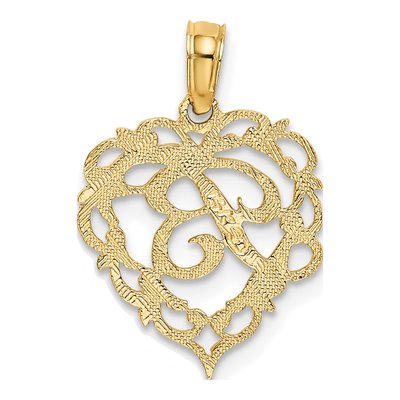 14K Yellow Gold Heart Script Initial B Charm – view 5