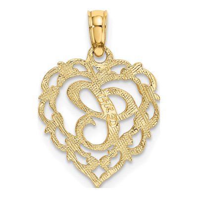 14K Yellow Gold Heart Script Letter C Charm – view 5