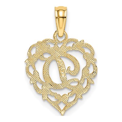 14K Yellow Gold Heart Script Letter D Charm – view 5