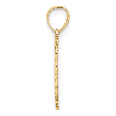 14K Yellow Gold Heart Script Letter E Charm – view 3