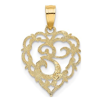 14K Yellow Gold Heart Script Letter E Charm – view 5
