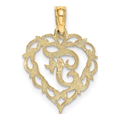 14K Yellow Gold Heart Script Letter F Charm – view 5