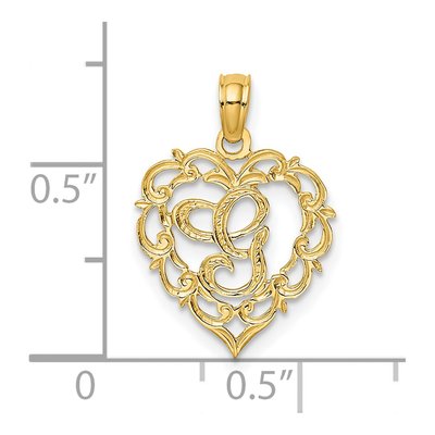 14K Yellow Gold Heart Script Letter G Charm – view 4