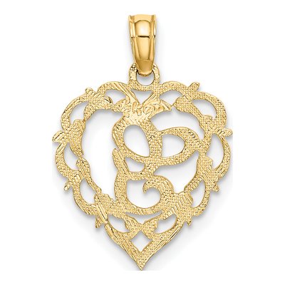 14K Yellow Gold Heart Script Letter G Charm – view 5