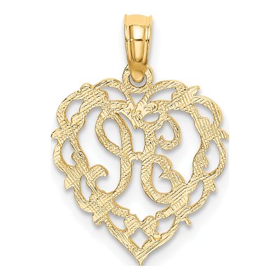 14K Yellow Gold Heart Script Letter H Charm – view 5