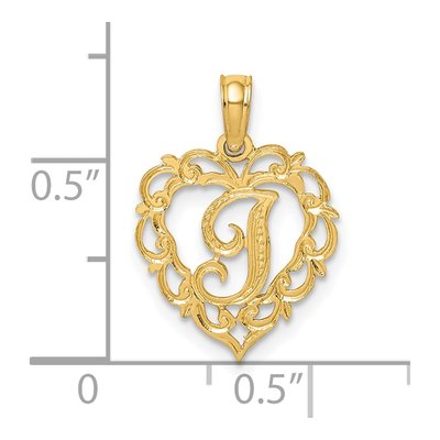 14K Yellow Gold Heart Script Initial I Charm – view 4