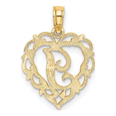 14K Yellow Gold Heart Script Initial I Charm – view 5