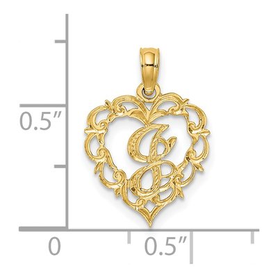 14K Yellow Gold Heart Script Letter J Charm – view 4