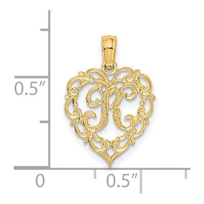 14K Yellow Gold Heart Script Letter K Charm – view 4