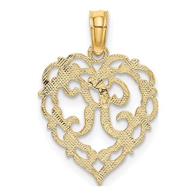 14K Yellow Gold Heart Script Letter K Charm – view 5