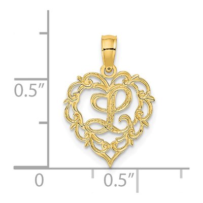 14K Yellow Gold Heart Script Letter L Charm – view 4