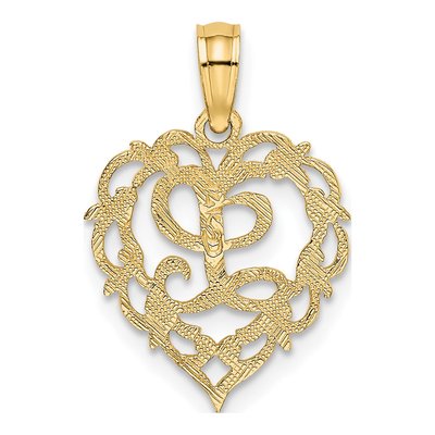 14K Yellow Gold Heart Script Letter L Charm – view 5