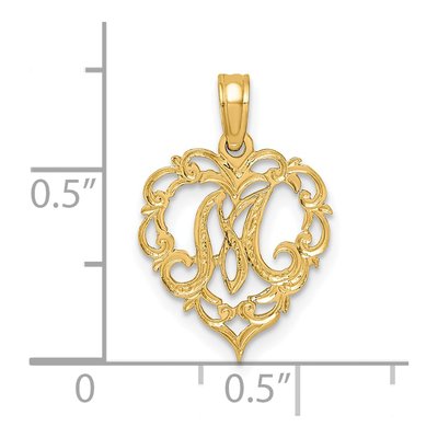 14K Yellow Gold Heart Script Letter M Charm – view 4