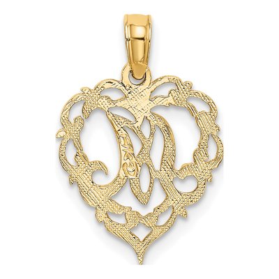 14K Yellow Gold Heart Script Letter M Charm – view 5
