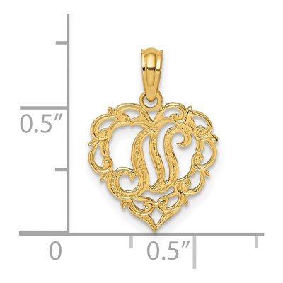 14K Yellow Gold Heart Script Letter N Charm – view 4