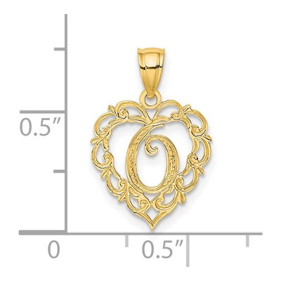 14K Yellow Gold Heart Script Letter O Charm – view 4