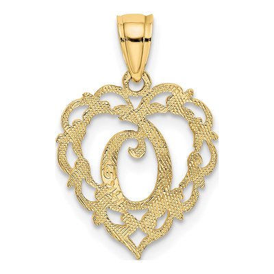14K Yellow Gold Heart Script Letter O Charm – view 5