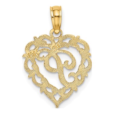 14K Yellow Gold Heart Script Letter P Charm – view 5