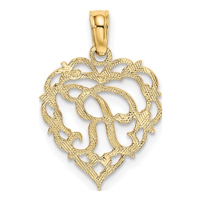 14K Yellow Gold Heart Script Letter R Charm – view 5