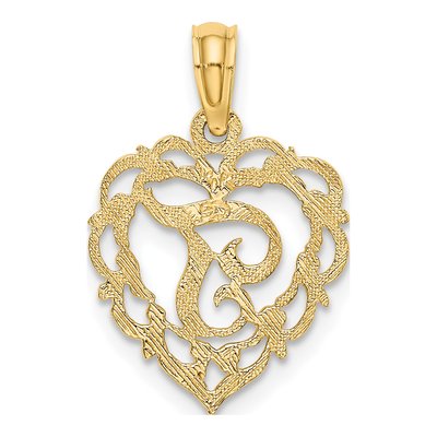14K Yellow Gold Heart Script Letter T Charm – view 5