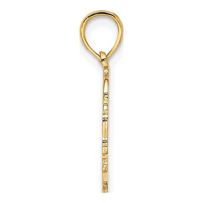 14K Yellow Gold Heart Script Letter V Charm – view 3