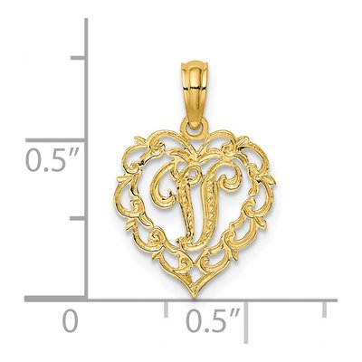 14K Yellow Gold Heart Script Letter V Charm – view 4