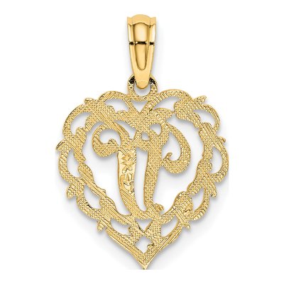 14K Yellow Gold Heart Script Letter V Charm – view 5