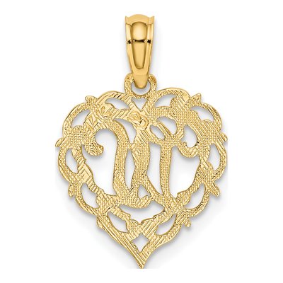 14K Yellow Gold Heart Script Letter W Charm – view 5