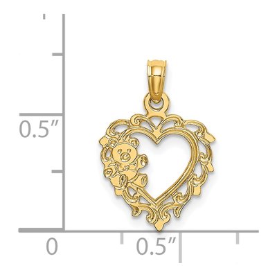 14K Yellow Gold Teddy Bear Heart Charm – view 4