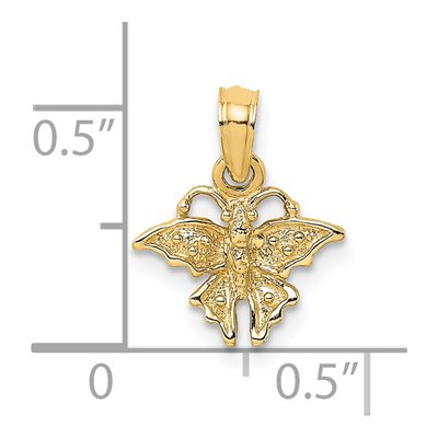 14K Yellow Gold Mini Textured Butterfly Charm – view 4