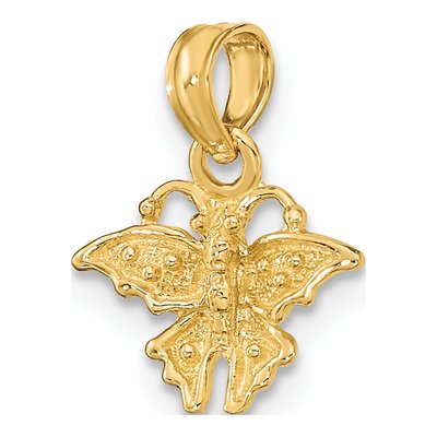 14K Yellow Gold Mini Textured Butterfly Charm – view 6
