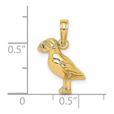14K Yellow Gold Puffin Bird Pendant – view 4