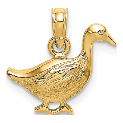14K Yellow Gold Goose Pendant