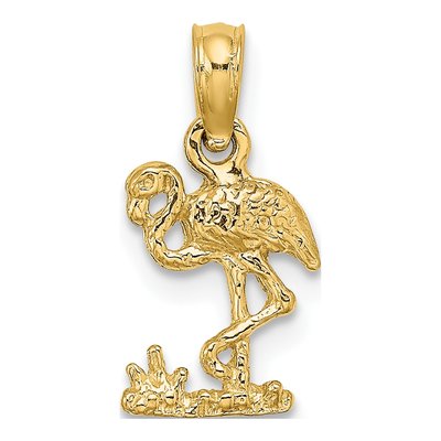 14K Yellow Gold Mini Flamingo Pendant
