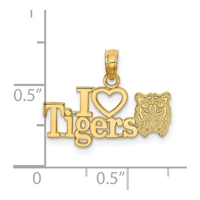 14K Yellow Gold I Heart Tigers Pendant – view 4