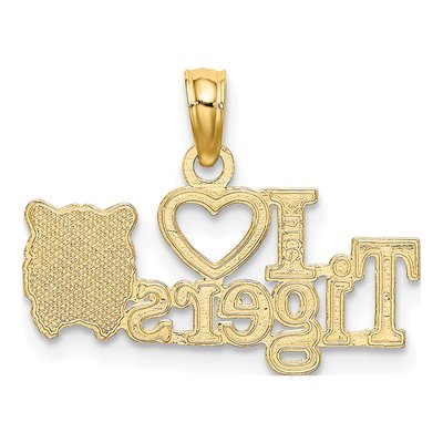 14K Yellow Gold I Heart Tigers Pendant – view 5