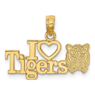 14K Yellow Gold I Heart Tigers Pendant